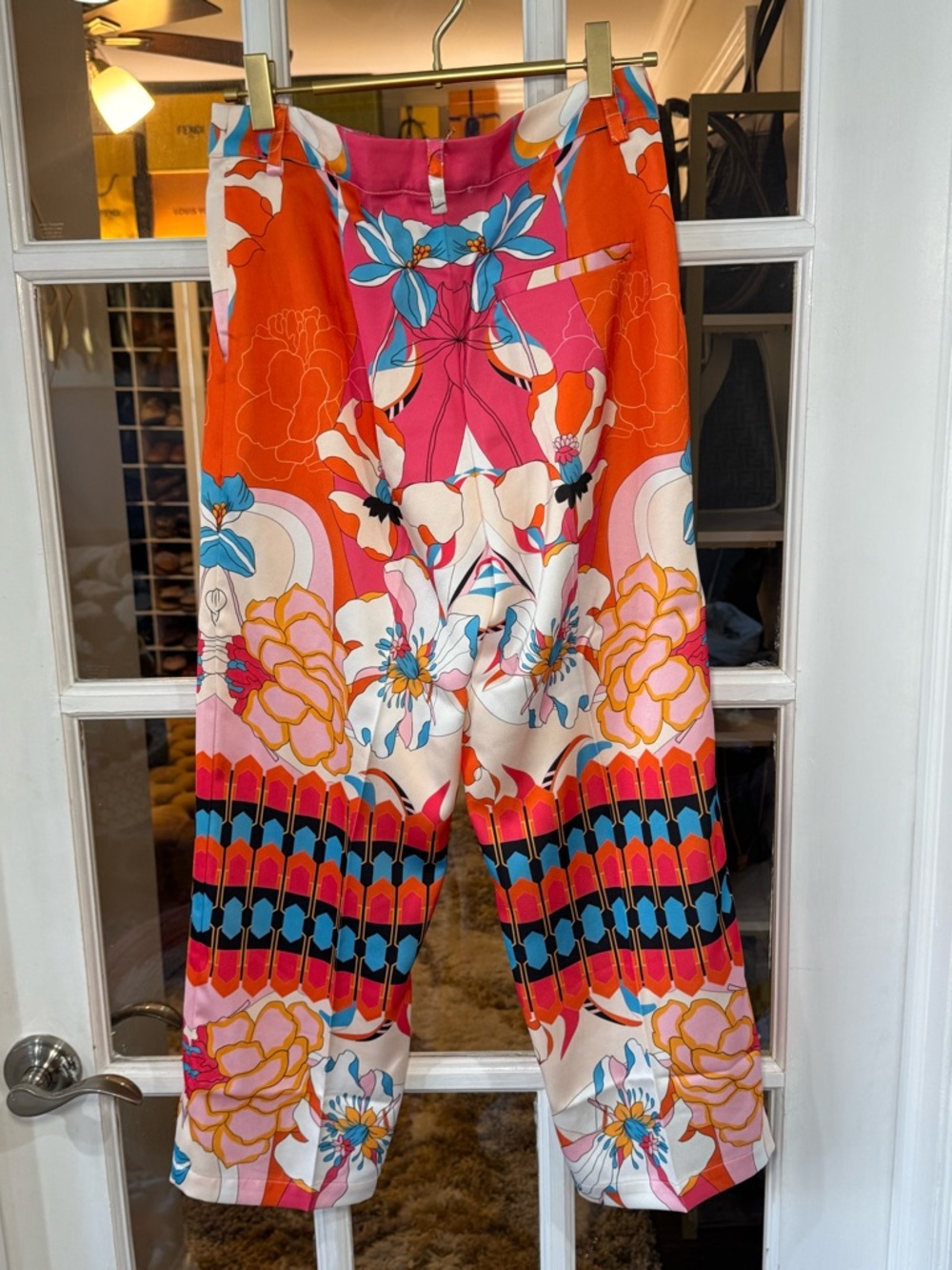 CIRSON Floral Print Wide-Leg Capris in Orange & Pink Culotte Flowy Gaucho - Picture 5 of 8
